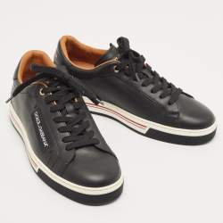 Pre Owned Dolce & Gabbana Black Leather Low Top Sneakers Size 41