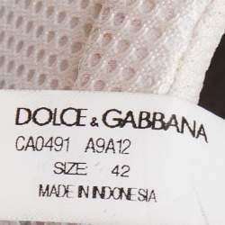 Dolce & Gabbana White Leather and Mesh Low Top Sneakers Size 42