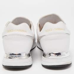 Dolce & Gabbana White Leather and Mesh Low Top Sneakers Size 42