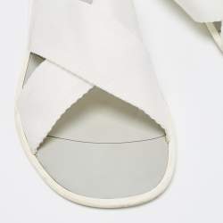 Dolce & Gabbana White Canvas Crisscross Slide Flats Size 41.5