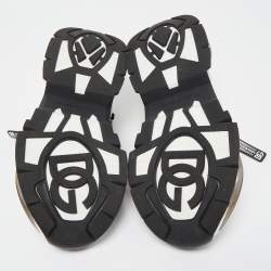 مملوكة مسبقًا Dolce & Gabbana White/Black Neoprene and Suede Airmaster Low Top Sneakers Size 42.5