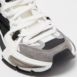 مملوكة مسبقًا Dolce & Gabbana White/Black Neoprene and Suede Airmaster Low Top Sneakers Size 42.5