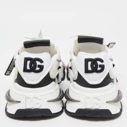 مملوكة مسبقًا Dolce & Gabbana White/Black Neoprene and Suede Airmaster Low Top Sneakers Size 42.5