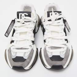 مملوكة مسبقًا Dolce & Gabbana White/Black Neoprene and Suede Airmaster Low Top Sneakers Size 42.5