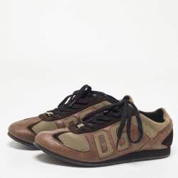 Pre Owned Dolce & Gabbana Brown/Beige Suede Low Top Sneakers Size 44.5