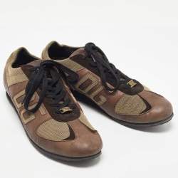 Pre Owned Dolce & Gabbana Brown/Beige Suede Low Top Sneakers Size 44.5