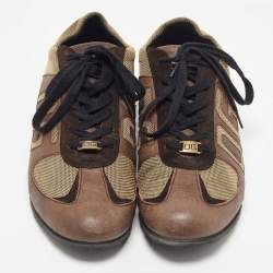 Pre Owned Dolce & Gabbana Brown/Beige Suede Low Top Sneakers Size 44.5
