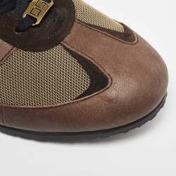 Pre Owned Dolce & Gabbana Brown/Beige Suede Low Top Sneakers Size 44.5
