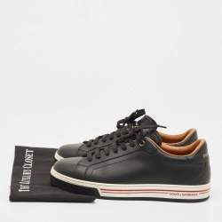 Pre Owned Dolce & Gabbana Black Leather Roma Lace Up Sneakers Size 42