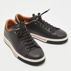 Pre Owned Dolce & Gabbana Black Leather Roma Lace Up Sneakers Size 42