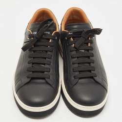 Pre Owned Dolce & Gabbana Black Leather Roma Lace Up Sneakers Size 42