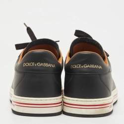 Pre Owned Dolce & Gabbana Black Leather Roma Lace Up Sneakers Size 42
