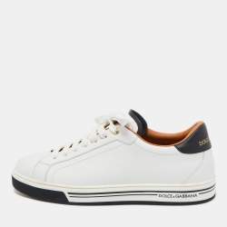 Dolce & Gabbana White Leather Roma Lace Up Sneakers Size 42