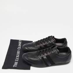 Pre Owned حذاء رياضي دولتشي آند غابانا جلد مثقب ذهبي / فضي بعنق منخفض مقاس 42