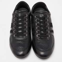 Pre Owned حذاء رياضي دولتشي آند غابانا جلد مثقب ذهبي / فضي بعنق منخفض مقاس 42