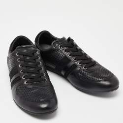 Pre Owned حذاء رياضي دولتشي آند غابانا جلد مثقب ذهبي / فضي بعنق منخفض مقاس 42