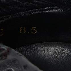 Pre Owned حذاء رياضي دولتشي آند غابانا جلد مثقب ذهبي / فضي بعنق منخفض مقاس 42