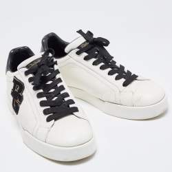 Pre Owned Dolce & Gabbana White Leather Portofino Lace-Up Sneakers Size 41