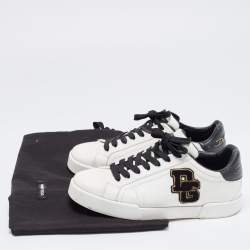 Pre Owned Dolce & Gabbana White Leather Portofino Lace-Up Sneakers Size 41