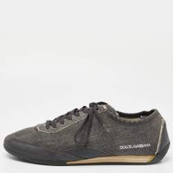 Pre Owned Dolce & Gabbana Dark Grey Denim Lace Up Sneakers Size 45