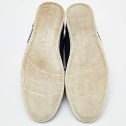 Pre Owned Dolce & Gabbana Navy Blue/Silver Patent Leather Low Top Sneakers Size 43