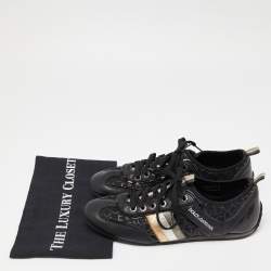 Dolce & Gabbana Black Leather and Fabric logo Lace Up Sneakers Size 41