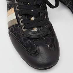 Dolce & Gabbana Black Leather and Fabric logo Lace Up Sneakers Size 41