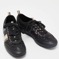 Dolce & Gabbana Black Leather and Fabric logo Lace Up Sneakers Size 41