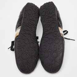Dolce & Gabbana Black Leather and Fabric logo Lace Up Sneakers Size 41