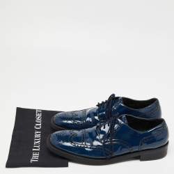 مملوكة مسبقًا Dolce & Gabbana Blue Leather Brogue Derby Oxford Size 44