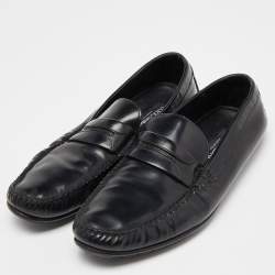 Pre Owned Dolce & Gabbana Black Leather Slip On Loafers Size 44.5