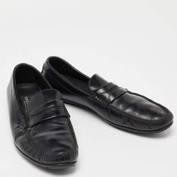 Pre Owned Dolce & Gabbana Black Leather Slip On Loafers Size 44.5