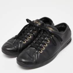 Pre Owned Dolce & Gabbana Black Leather Low Top Sneakers Size 42.5