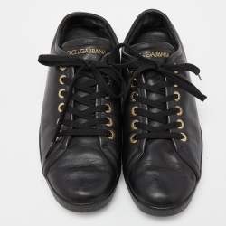 Pre Owned Dolce & Gabbana Black Leather Low Top Sneakers Size 42.5