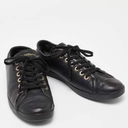 Pre Owned Dolce & Gabbana Black Leather Low Top Sneakers Size 42.5