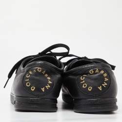 Pre Owned Dolce & Gabbana Black Leather Low Top Sneakers Size 42.5