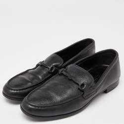 Giorgio Armani Black Leather Slip On Loafers Size 41.5