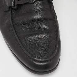 Giorgio Armani Black Leather Slip On Loafers Size 41.5