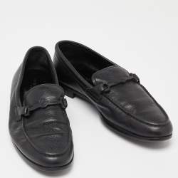 Giorgio Armani Black Leather Slip On Loafers Size 41.5
