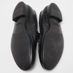 Giorgio Armani Black Leather Slip On Loafers Size 41.5