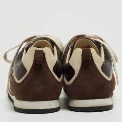 Pre Owned Dolce & Gabbana Brown/Grey Leather and Suede Low Top Sneakers Size 41