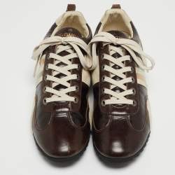 Pre Owned Dolce & Gabbana Brown/Grey Leather and Suede Low Top Sneakers Size 41