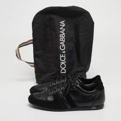 Pre Owned Dolce & Gabbana Black Suede and Leather Low Top Sneakers Size 41