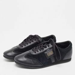 Pre Owned Dolce & Gabbana Black Suede and Leather Low Top Sneakers Size 41