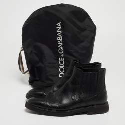 Dolce & Gabbana Black Leather Ankle Boots Size 40