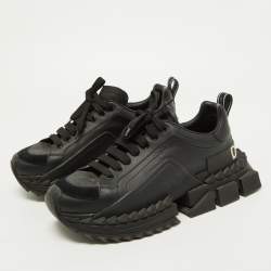 Pre Owned Dolce & Gabbana Black Leather Super King Sneakers Size 42.5