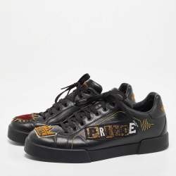 Dolce & Gabbana Black Leather Low Top Sneakers Size 43