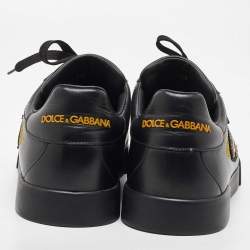 Dolce & Gabbana Black Leather Low Top Sneakers Size 43