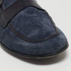 Dolce & Gabbana Navy Blue Suede Slip On Loafers Size 44