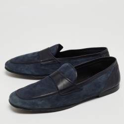 Dolce & Gabbana Navy Blue Suede Slip On Loafers Size 44